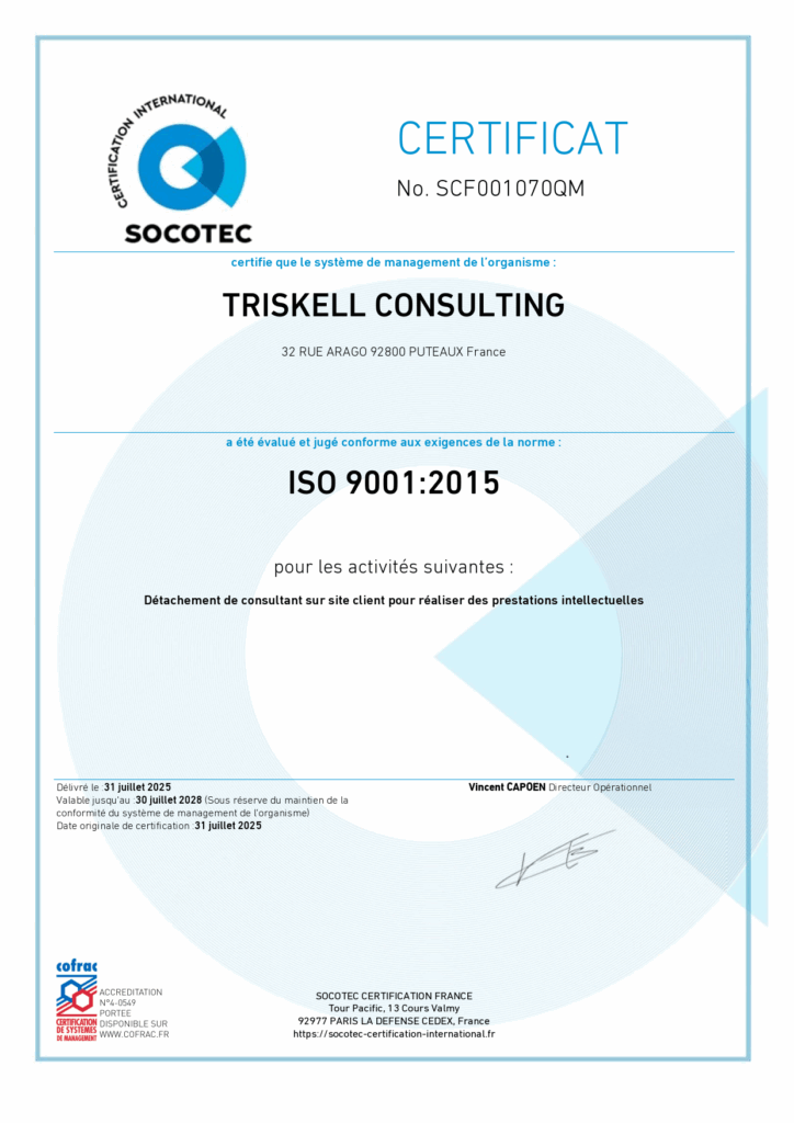 Image du Certificat ISO9001